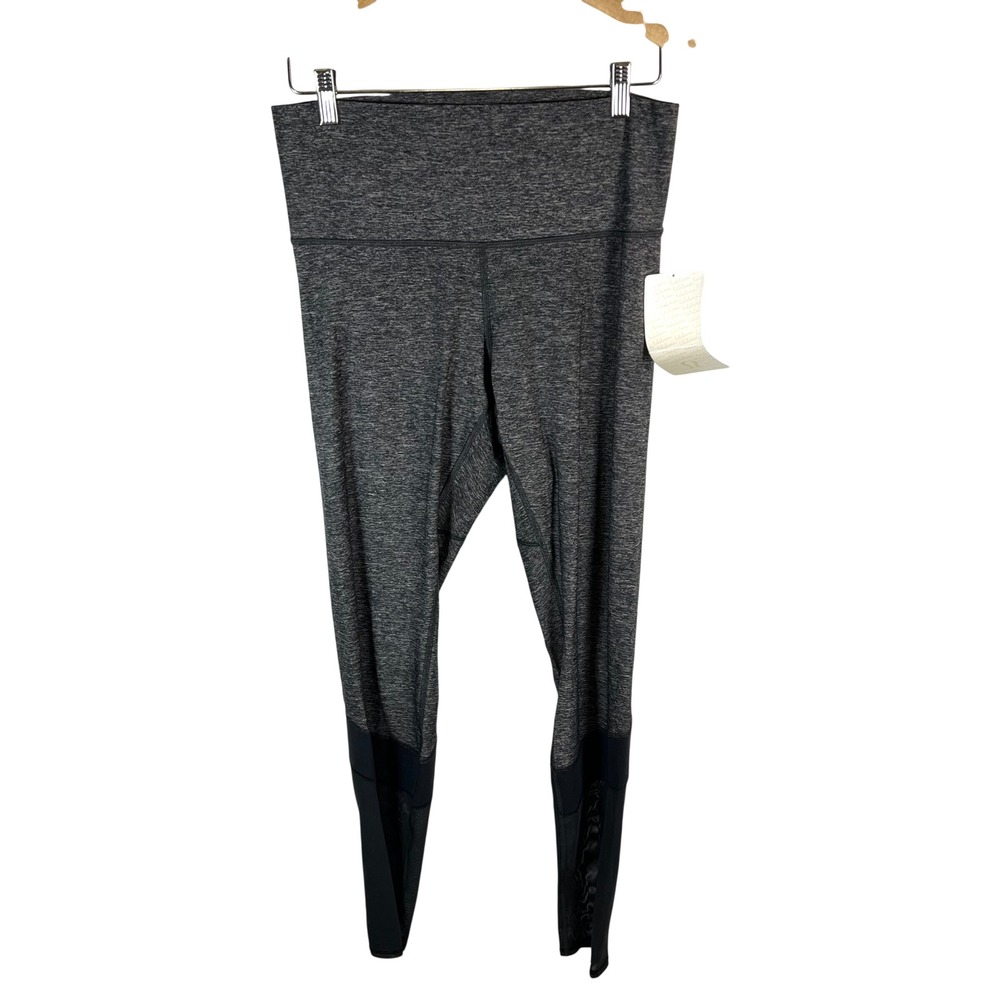 Lululemon Athletica‎ If You're Lucky Pant Black Heather Grey Mesh Leggings Sz 12